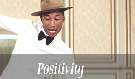 Positivity channel plays happy music as performed by Pharrell and others
